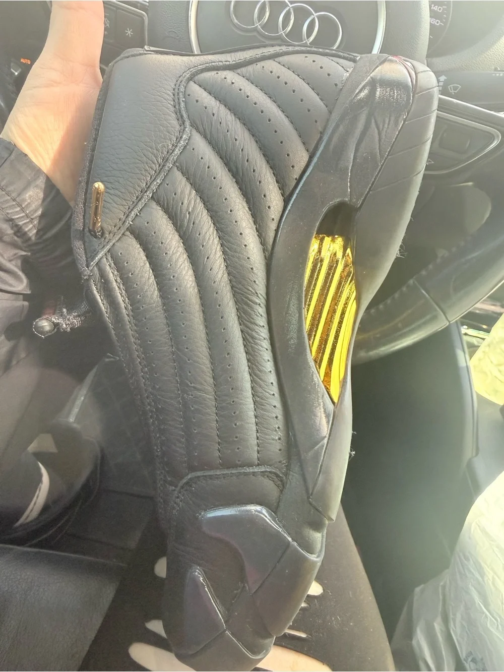 Men's Black Jordan’s Athletic Sneakers with Gold Accents